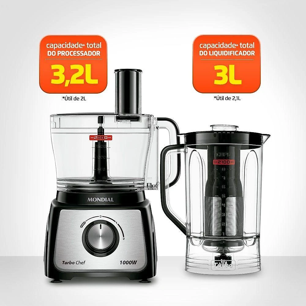 Multiprocessador Turbo Chef 7 Em 1 Mondial - Mpn-01-be Multiprocessador Mpn-01-be 127v/60hz .