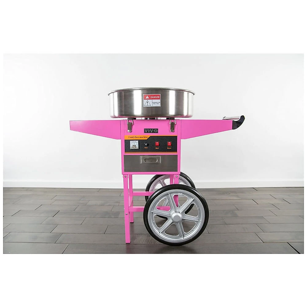 VIVO CANDY V002 Máquina de Algodão Doce Elétrica com Carrinho, 110V, 1030W, Rosa