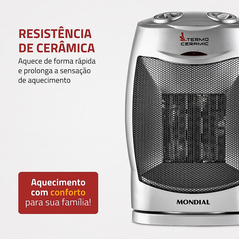Aquecedor Mondial Termo Ceramica A-05 AQUECEDOR CERAMIC-127V-PRETO/PRATA