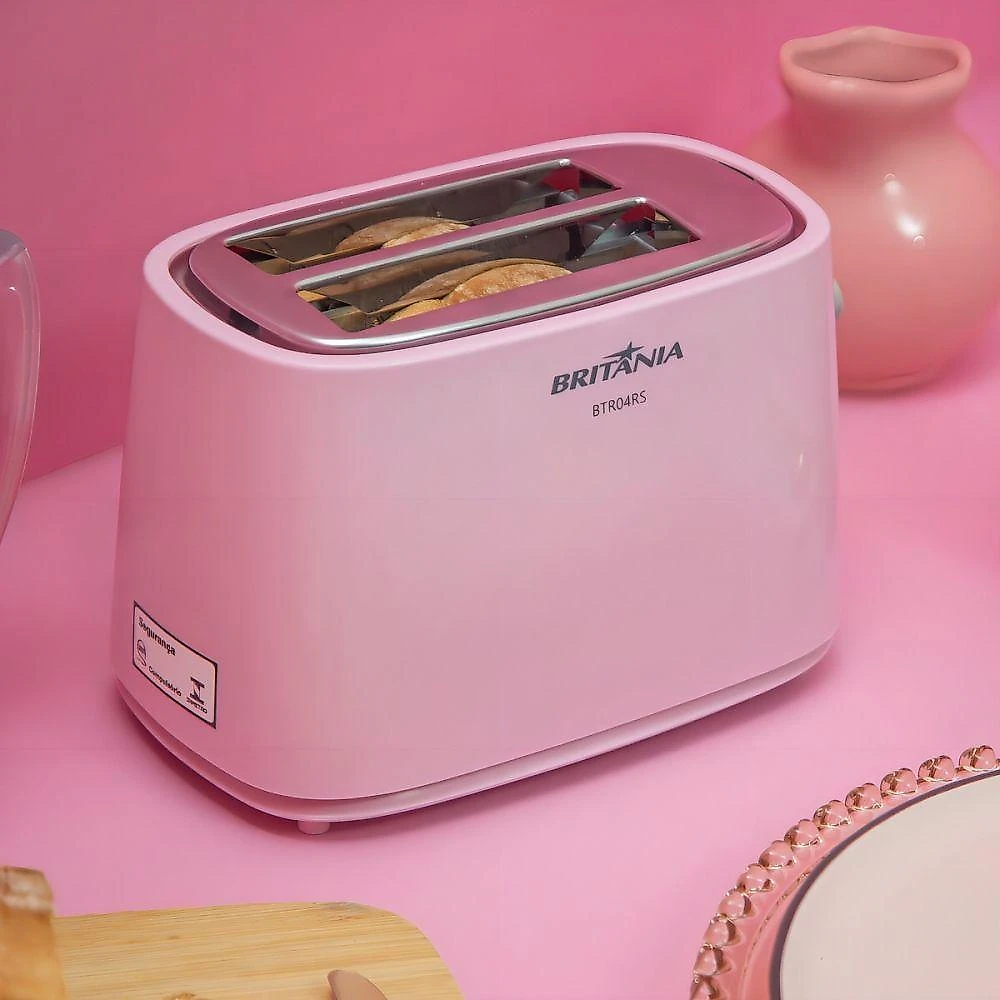 Torradeira BTR04RS 6 Níveis de Tostagem com Potência de 750W Rosa Britânia