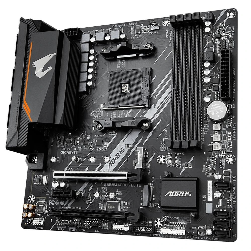 Miniatura Placa-Mãe Gigabyte B550M Aorus Elite Rev. 1.3, AMD AM4, Micro ATX, DDR4, Preto - B550M AORUS ELITE
