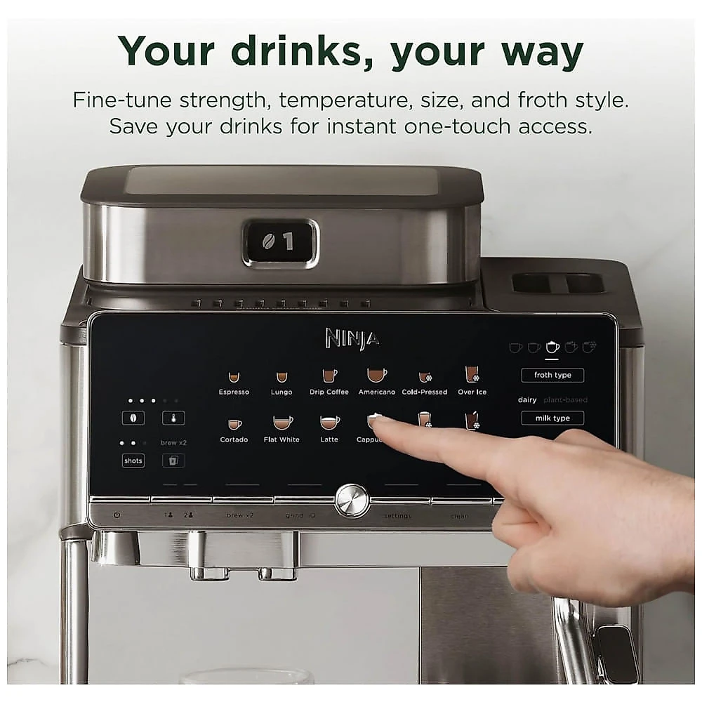 Cafeteira Espresso Ninja Auto Barista Pro AE1051 Automática 13 Bebidas Preta/Aço Inox