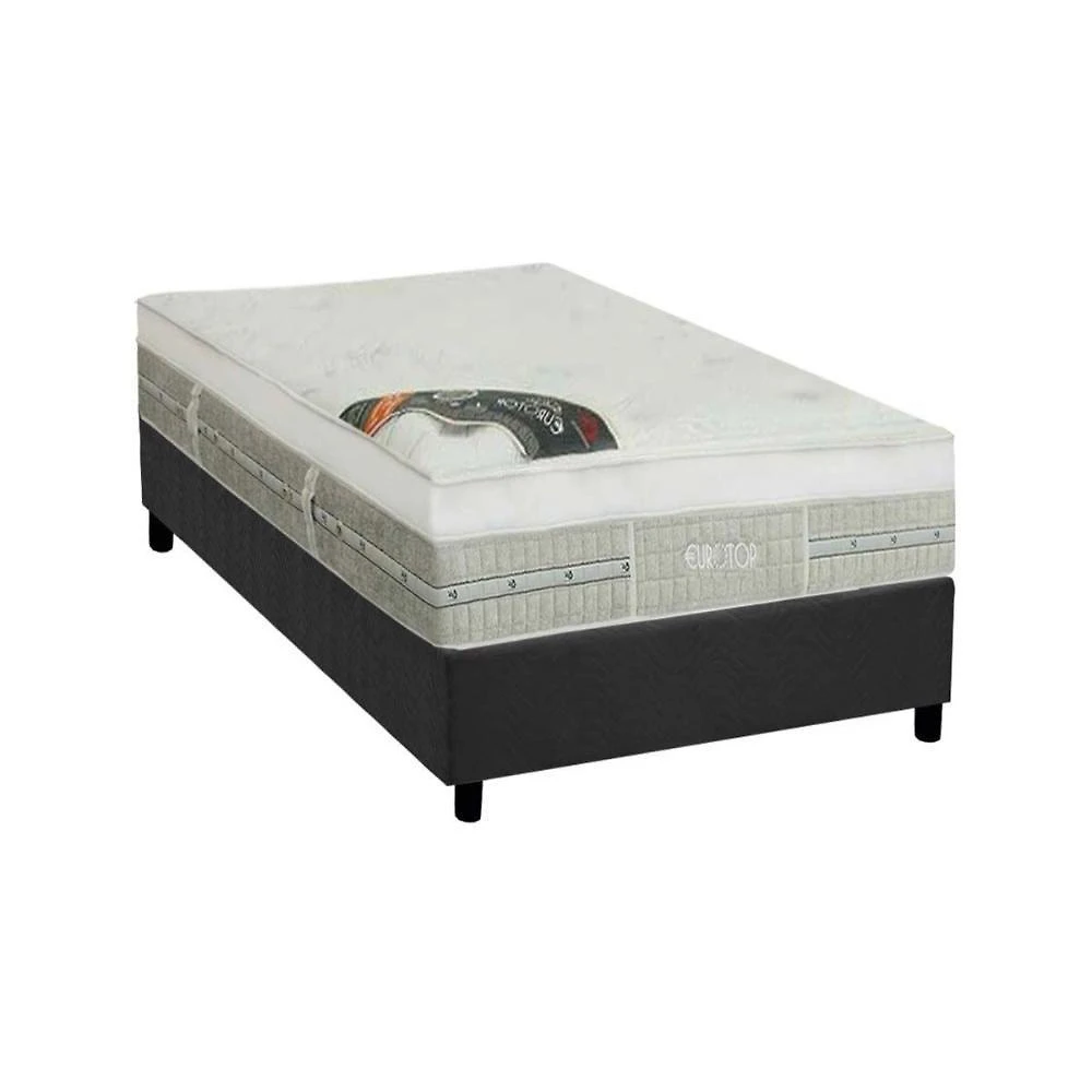 Cama Box Solteiro: Colchão Molas Pocket Ensacadas Castor Gold Star Slx Gran Plush Látex + Base Crc Suede Gray (88x188)