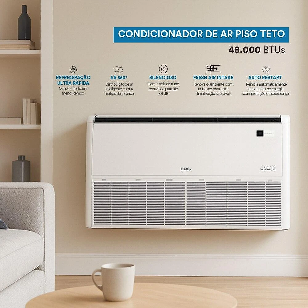 Ar-Condicionado Split Inverter Piso Teto 48000 BTUs EOS Master Inverter Pro Só Frio EASMPT48000F 220V