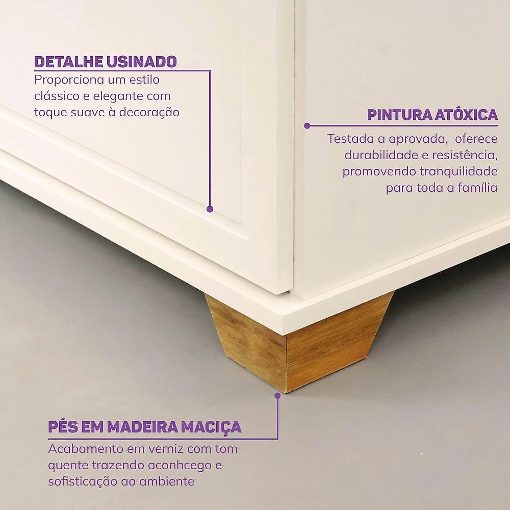 Quarto de Bebê Completo 1 Berço 1 Cômoda e 1 Guarda Roupa Baby Ananda Casatema MadeiraOriginals Quarto de Bebê Completo 1 Berço 1 Cômoda e 1 Guarda Roupa 2 portas Baby Ananda Casatema OffWhite/Mel