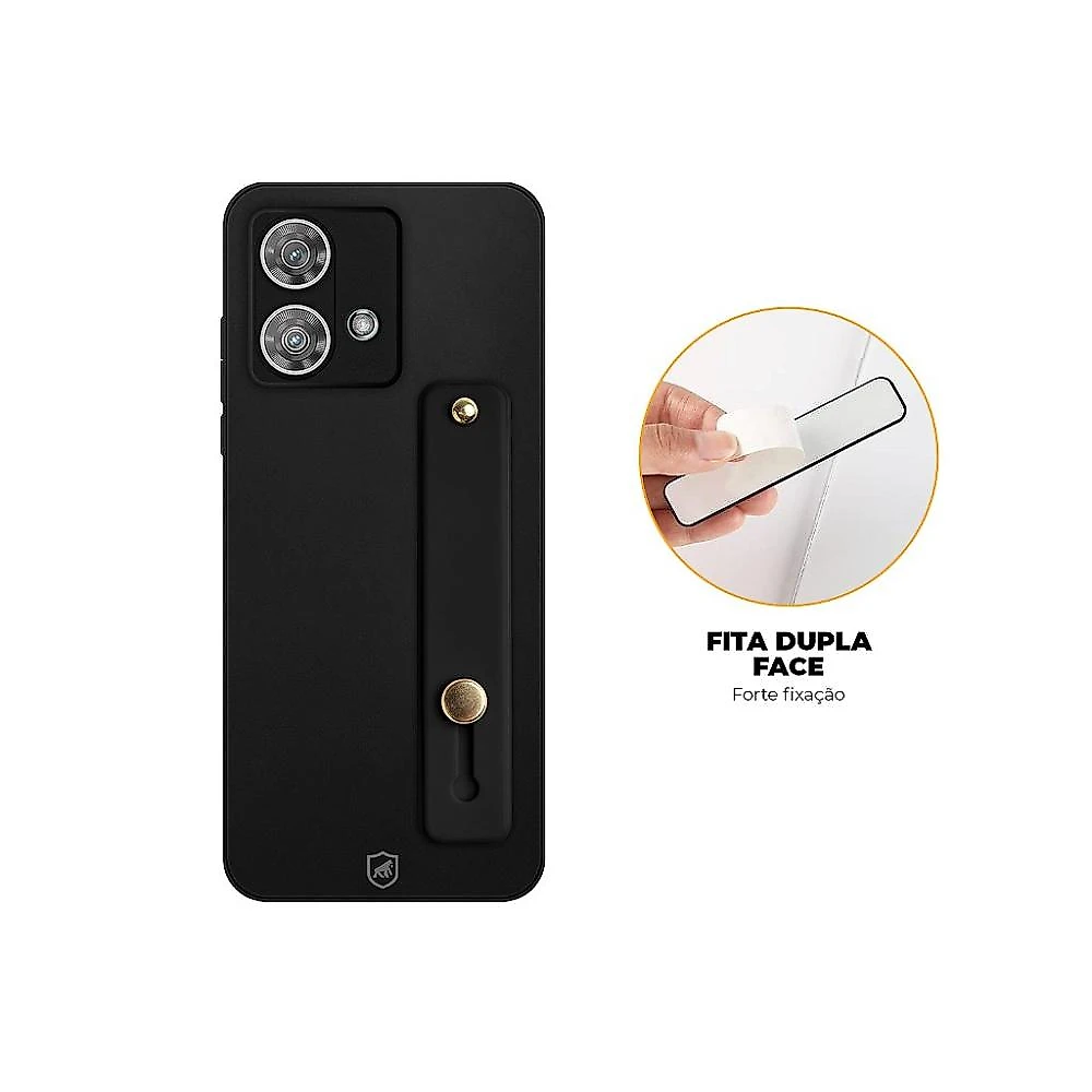 Kit Capa Silicon Veloz para Samsung Galaxy A05 + Ring Socket + Cordão - Preto - Gshield