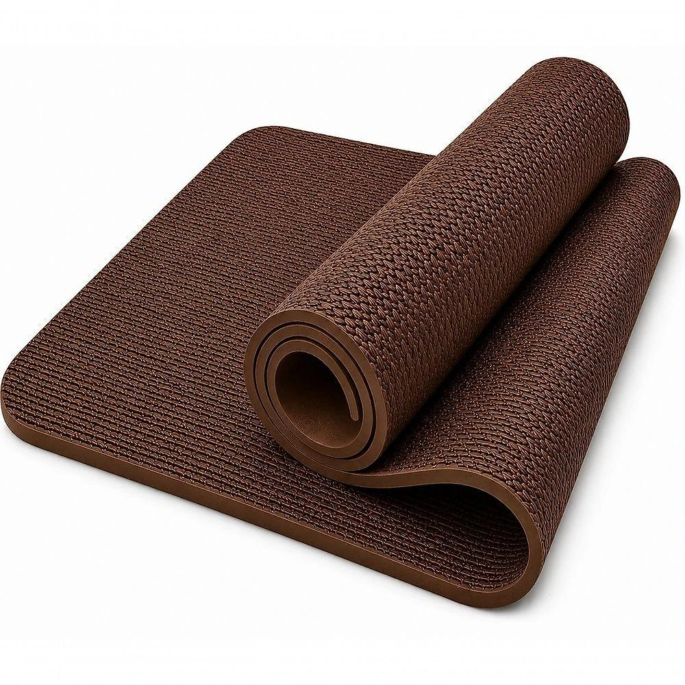 Tapete de Yoga Profissional Antiderrapante para Pilates Alongamento Marrom NBR Leve Utimix