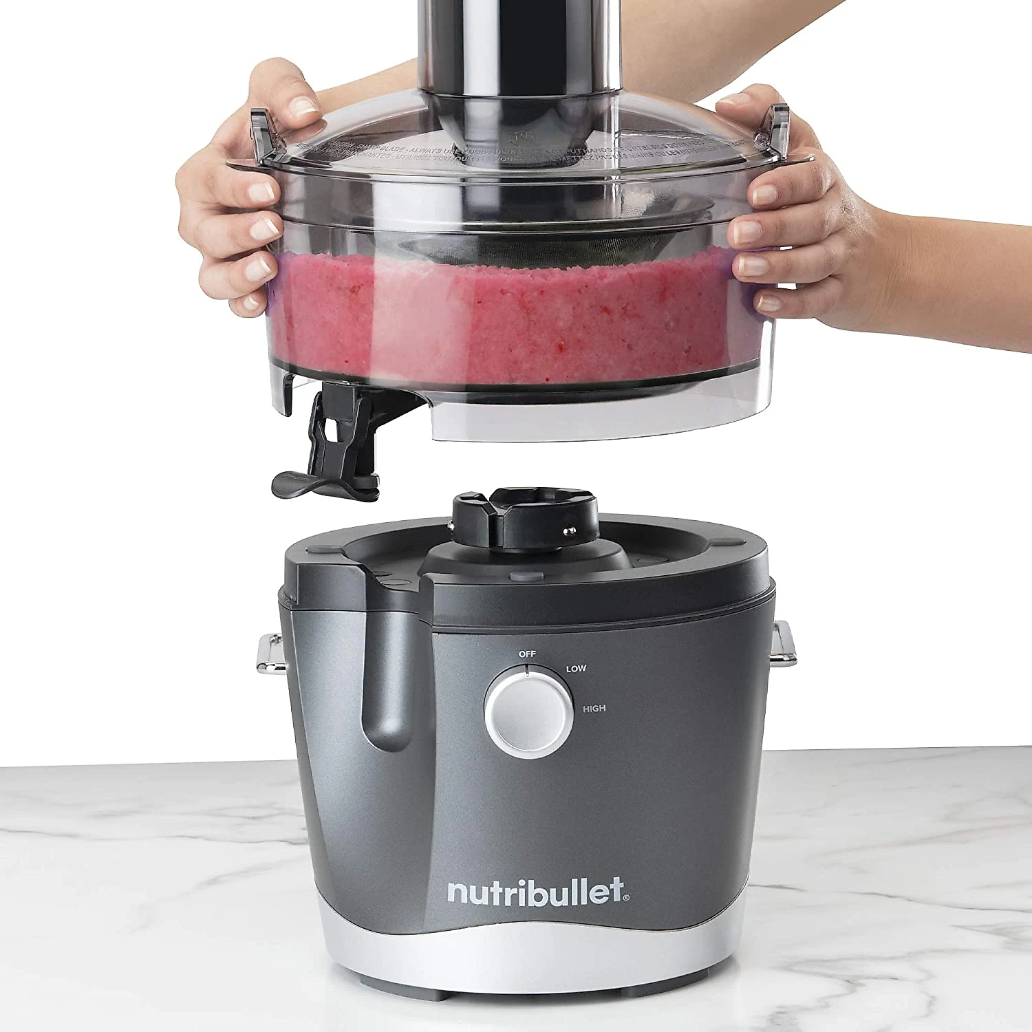NutriBullet NBJ50100 Centrífuga de Frutas 15L com 2 Velocidades Aço Inoxidável 800W110V Cinza