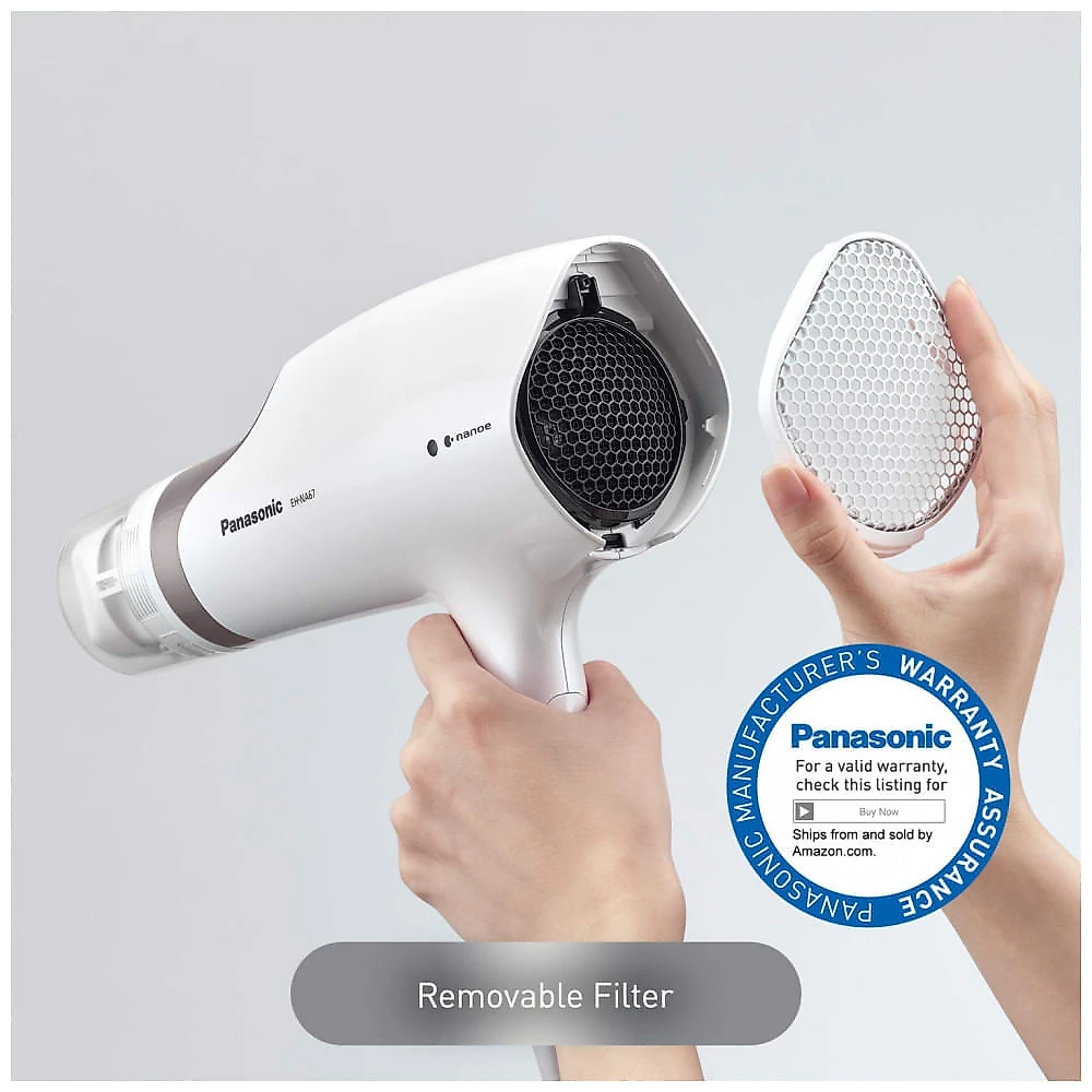 Panasonic EHNA67W Secador de Cabelo Profissional com 3 Velocidades e 2 Temperaturas 110V Branco