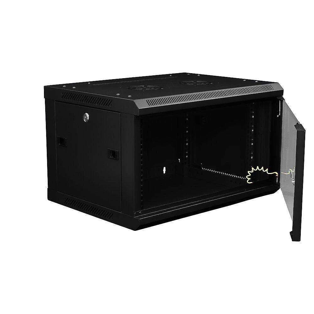 Rack de Parede Mini 19 6U 600x450mm para Equipamentos de Rede Preto Evus