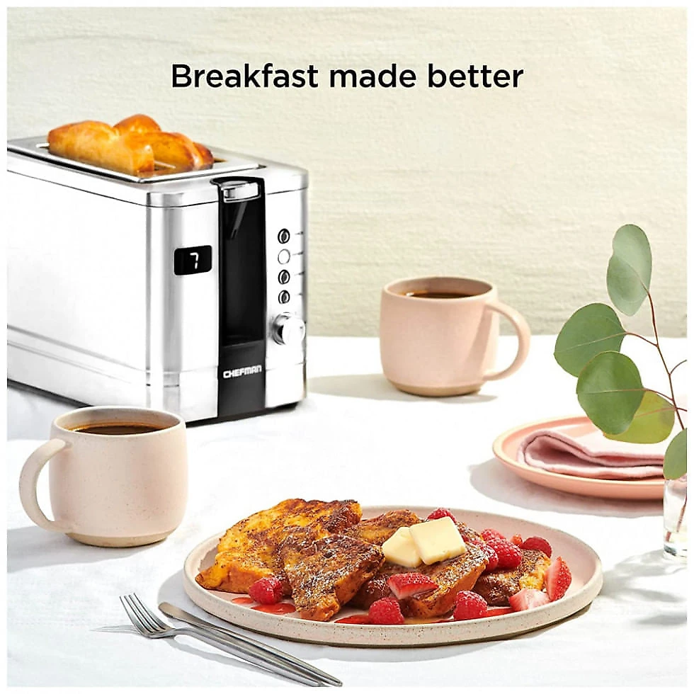 Chefman Torradeira Elétrica 2 Fatias com 3 Funções e Cronometro 110V 850W Aço Inoxidável