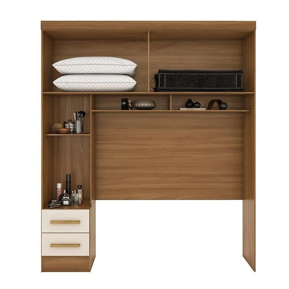 Quarto de Casal Completo 5 Peças 6 Portas 4 Gavetas com Maleiro Smart Plus Cinamomo/Off White