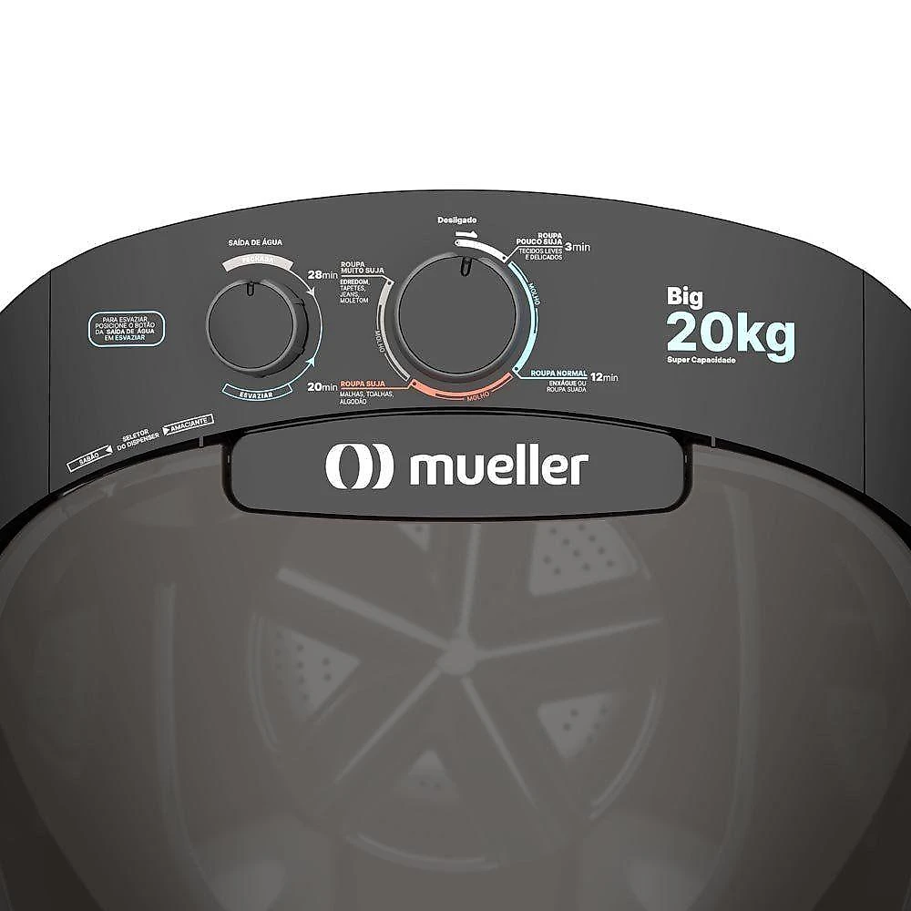 Tanquinho Mueller Big 20kg Lavadora com Sistema de Drenagem Preto 220V