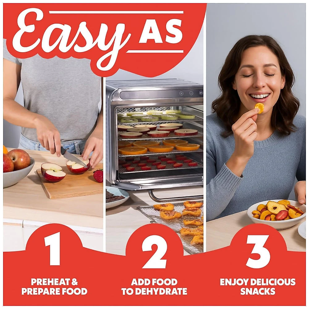 Desidratador de Alimentos Gourmia GFD1620 8 Bandejas Aço Inox com Porta de Vidro 625W 120V