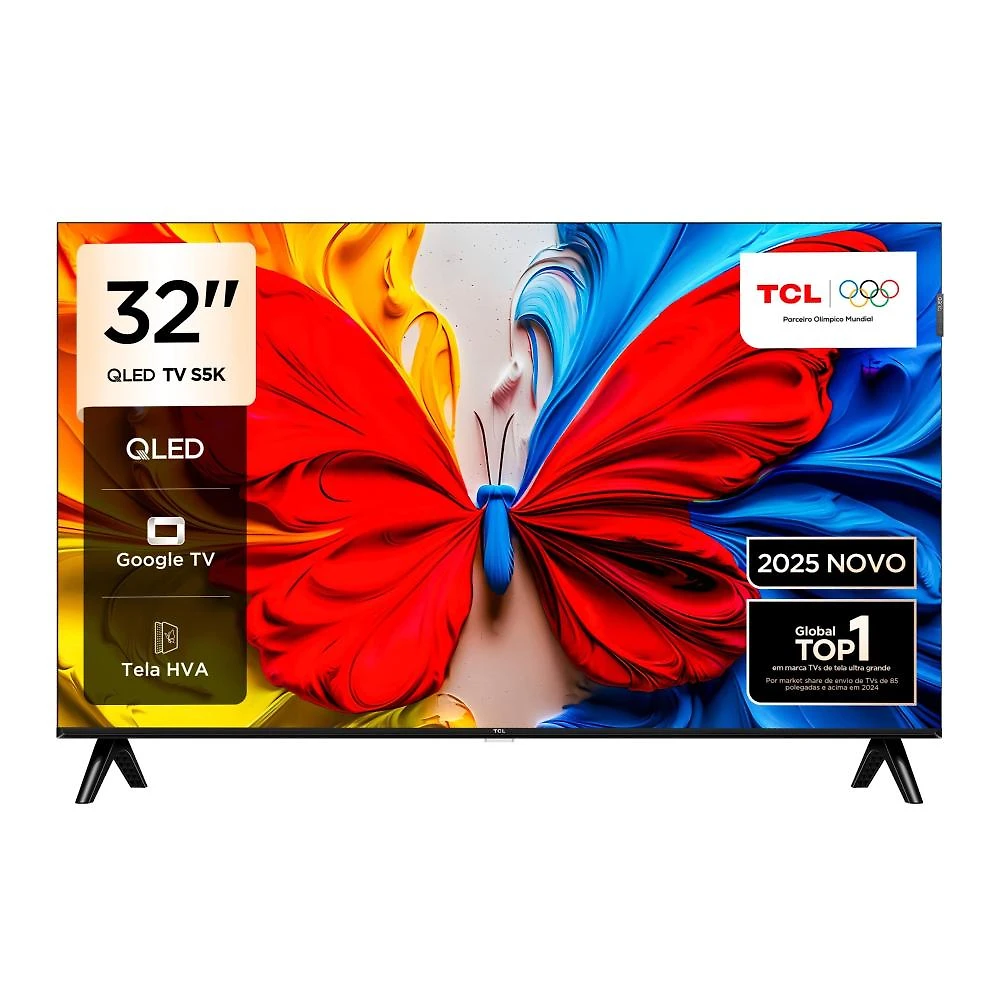 Smart tv 32” fhd tcl 32s5k qled dolby audio google tv