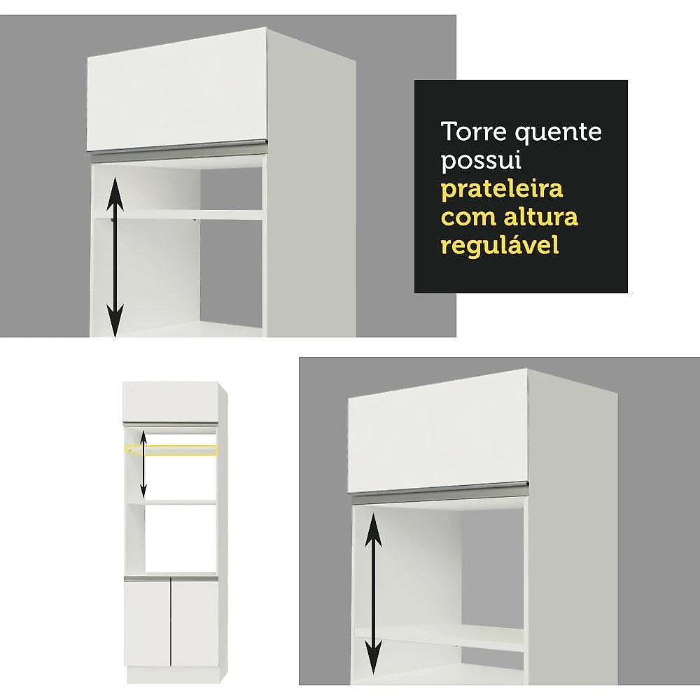 Armário de Cozinha Completa 310cm Branco Glamy Madesa 02 Branco