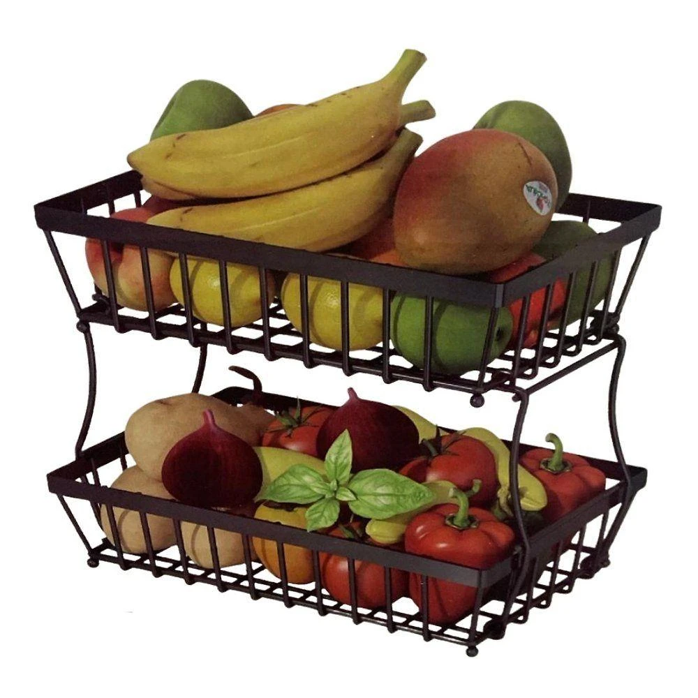 Fruteira Metálica 2 Andares para Frutas e Legumes em Metal Preto Top Rio Comercial