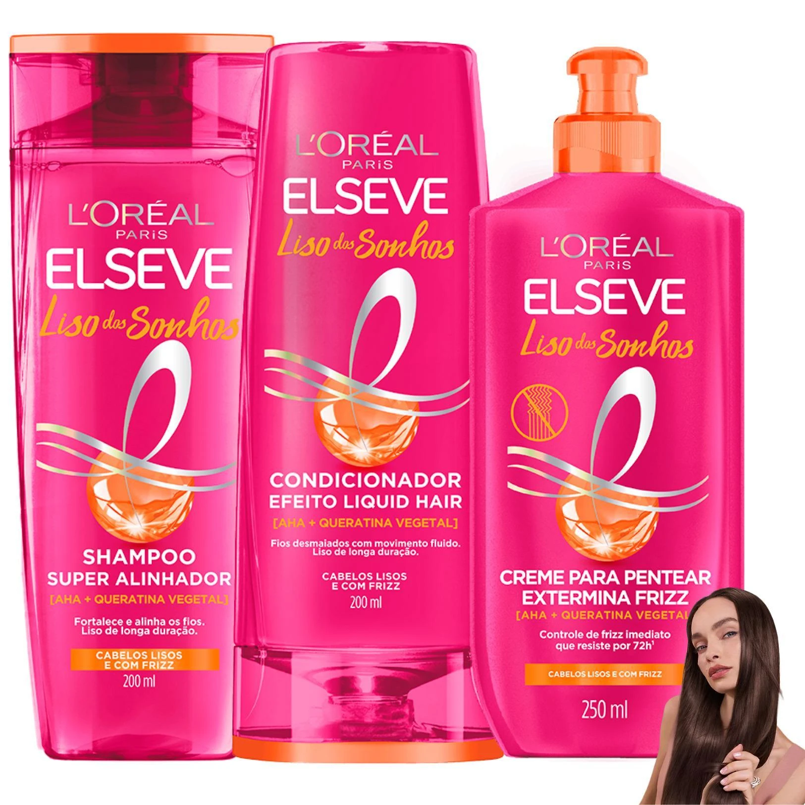Miniatura Kit Novo Liso Dos Sonhos Elseve Creme Pentear Extermina Friz