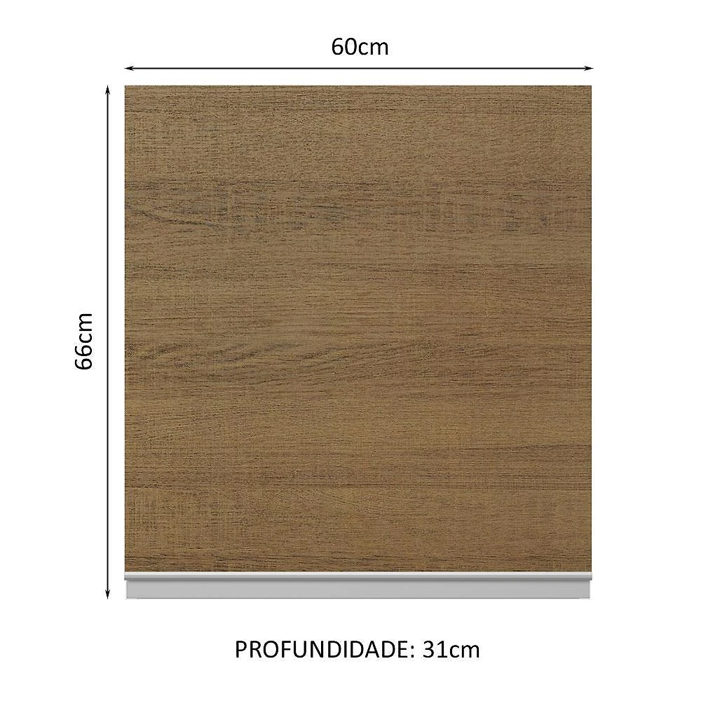 Armário de cozinha aéreo 100% mdf 60 cm 1 porta branco/rustic acordes madesa