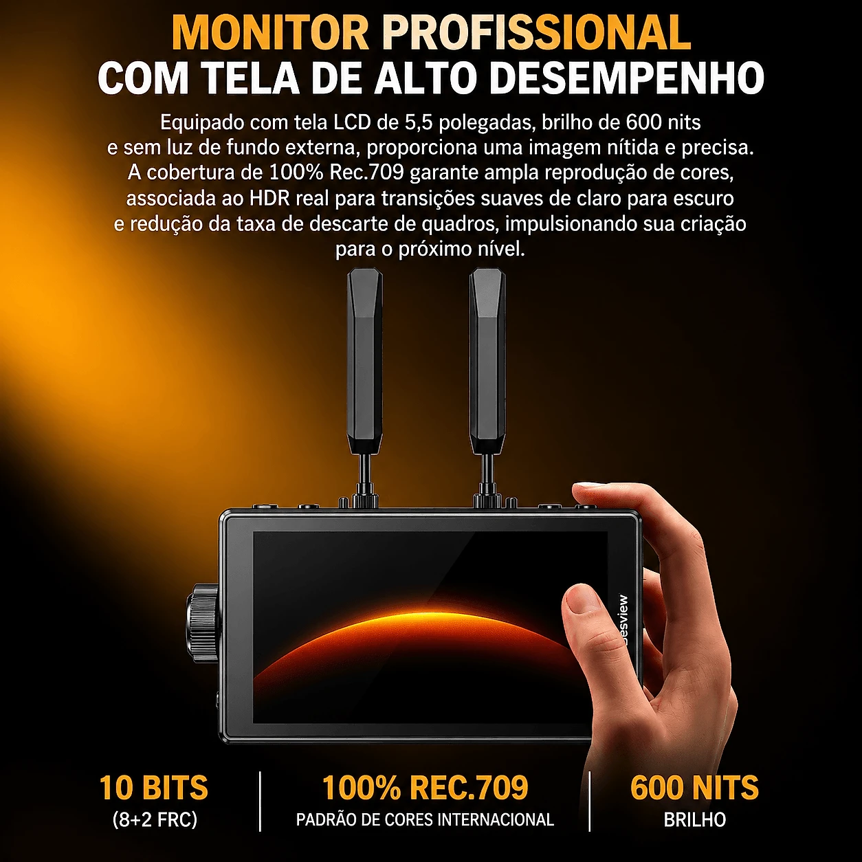 Monitor Receptor Sem Fio Desview Thundermon RX 5.5" 1080p60