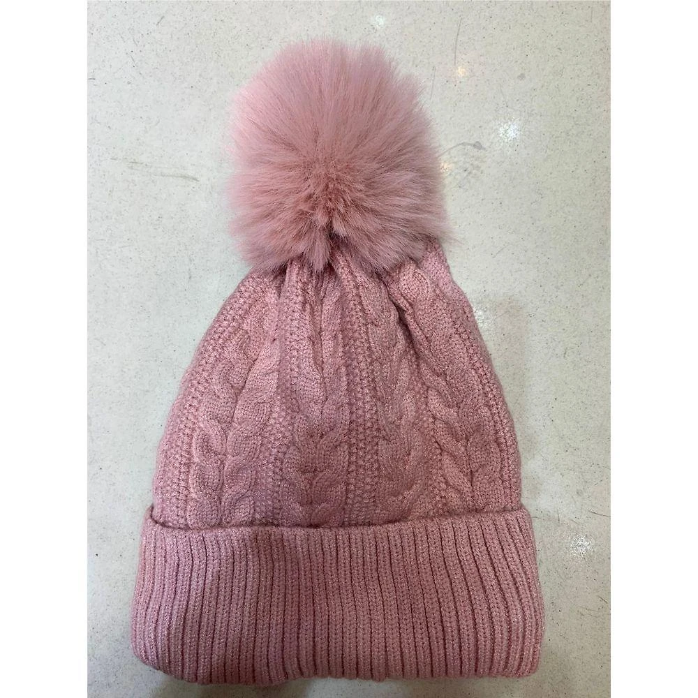 Touca Feminina de Inverno OEM em Lã Acrílica Antialérgica Forrada com Pelúcia Rosa Adulto