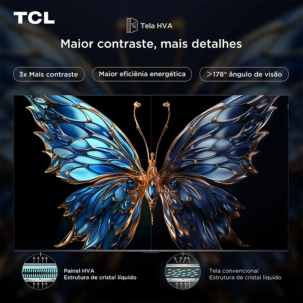 Smart TV TCL 65 Polegadas QLED 4K P8K WiFi Bluetooth Google TV 144Hz HDR10+ Dolby Atmos Vision 65P8K