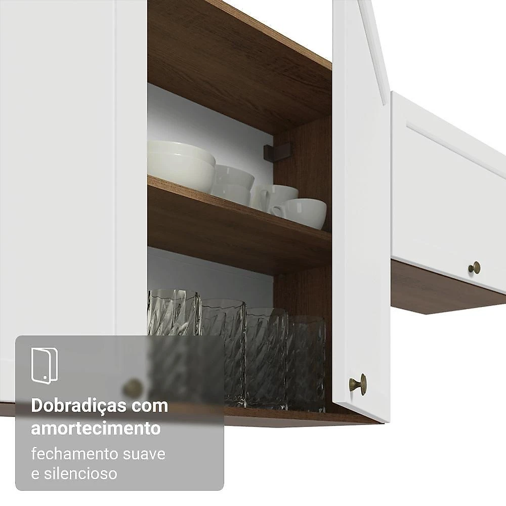 Armário Aéreo 120 Cm 2 Portas Rustic/branco Vik Madesa Rustic/branco