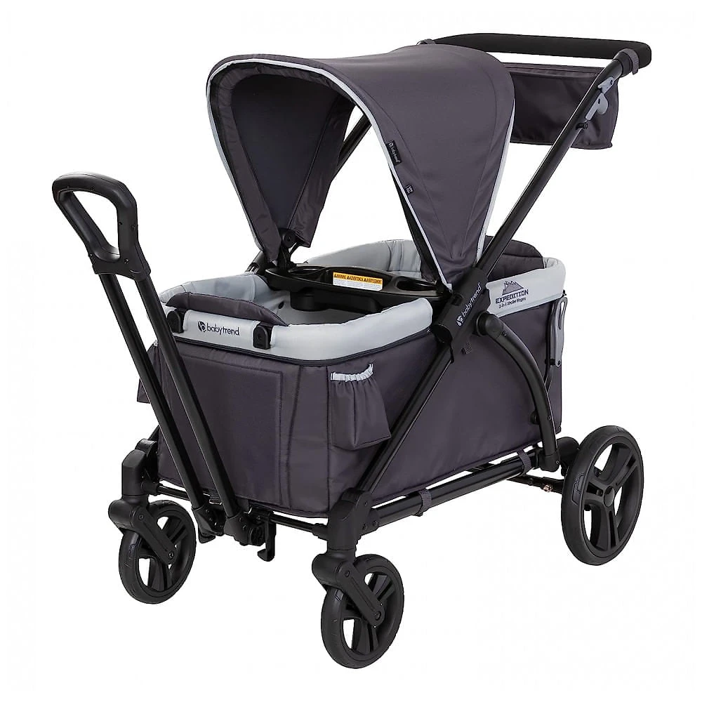 Carrinho de Passeio para 2 Crianças Multifuncional com Cobertura Removível e Dobramento, até 50 kg, Baby Trend, Preto