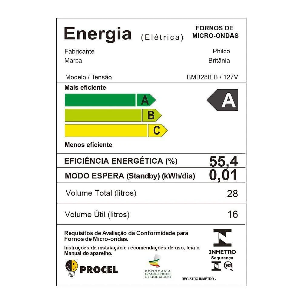 Micro-ondas De Embutir Britânia 28L 1400W BMB28IEB 110V