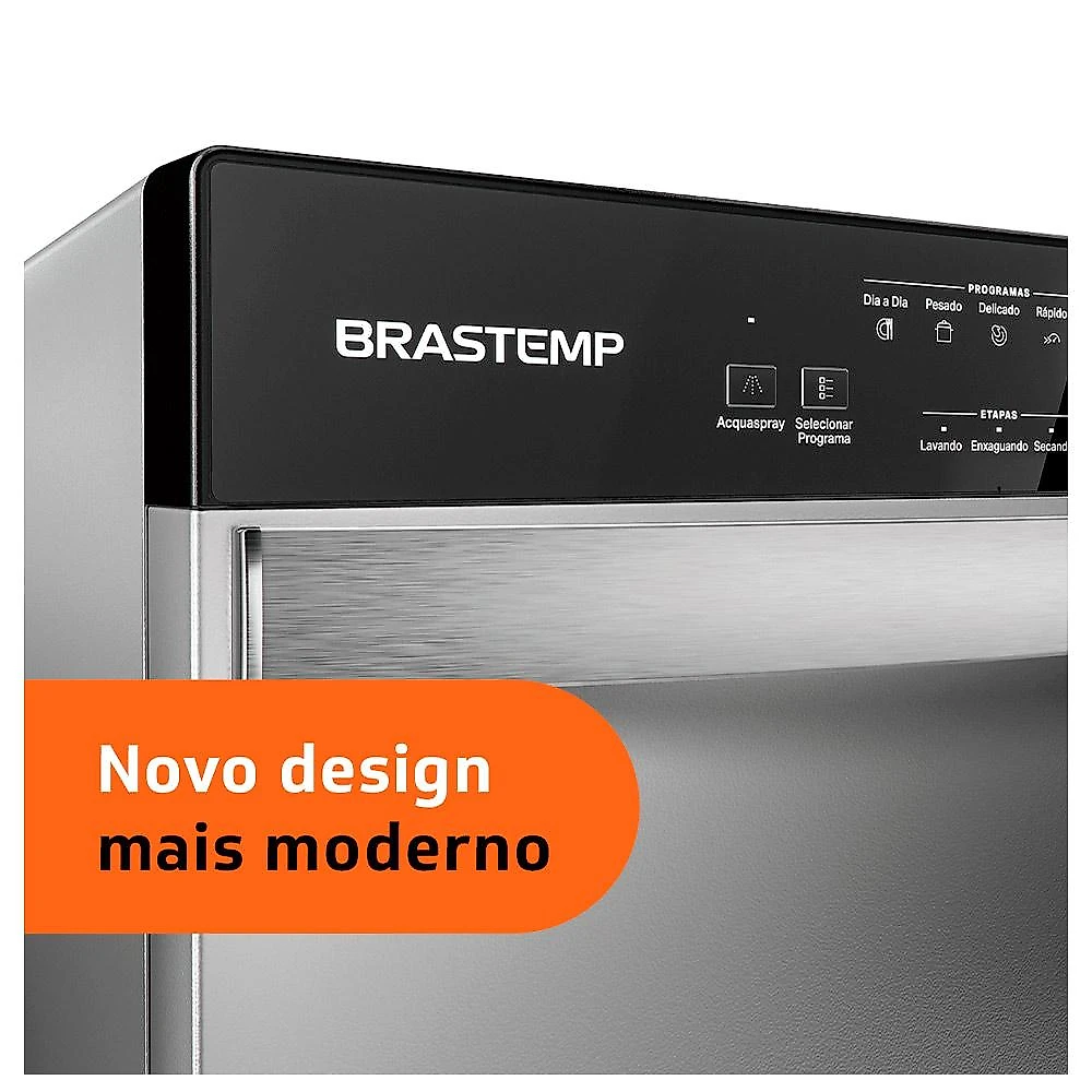 Lava Louças Brastemp Cinza Metálico com 08 Serviços e 05 Programas de Lavagem - BLF08B 110
