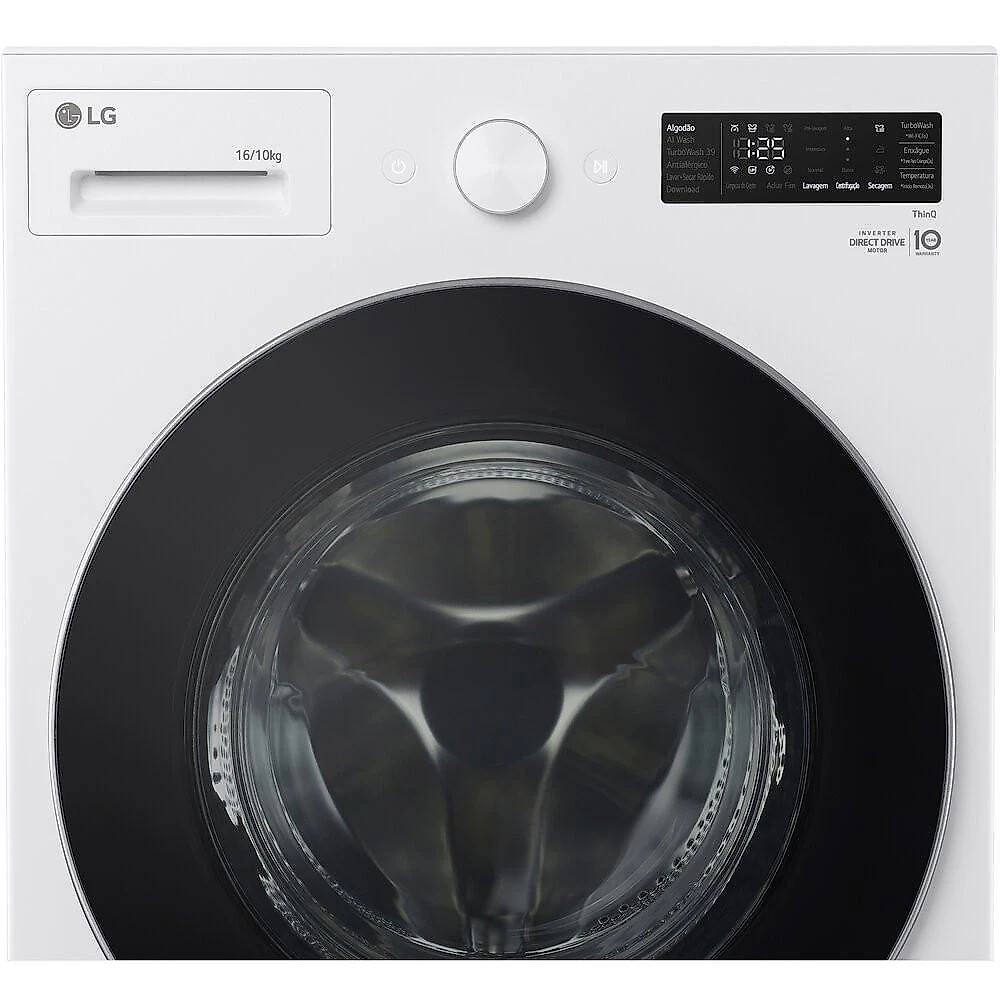 Lava e Seca WD16WNT 16 Kg ou 10 Kg Touch LED AI Front Load LG Branco - 110V