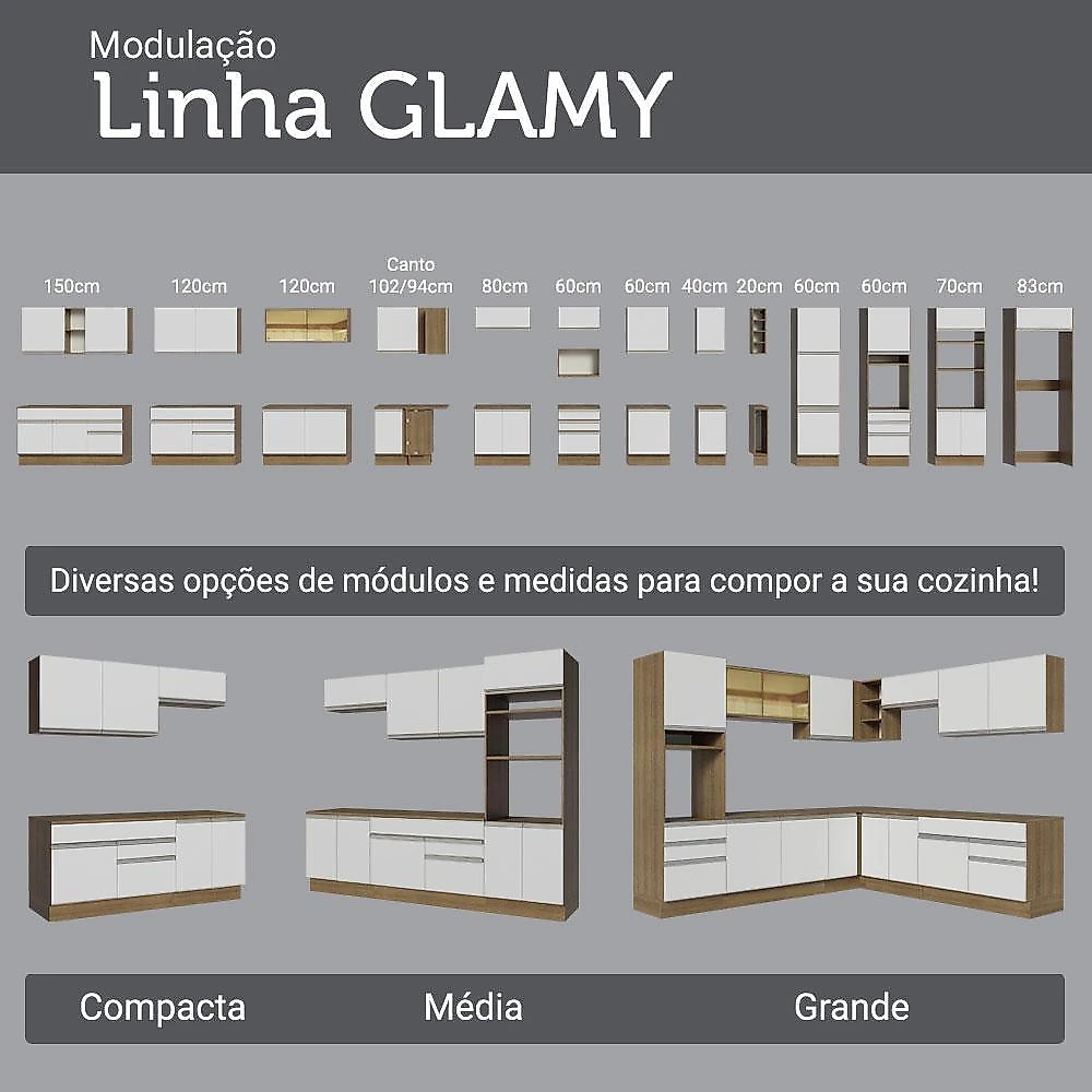 Armário aéreo 50cm 1 porta rustic/branco glamy madesa