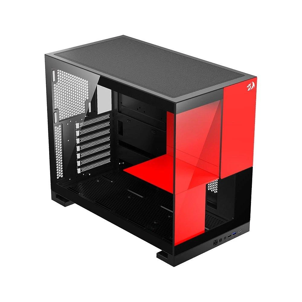 Miniatura Gabinete Gamer Redragon Eternal P&V, Mid Tower, ARGB, ATX, Lateral em Vidro, Preto e Vermelho - CA-612BR