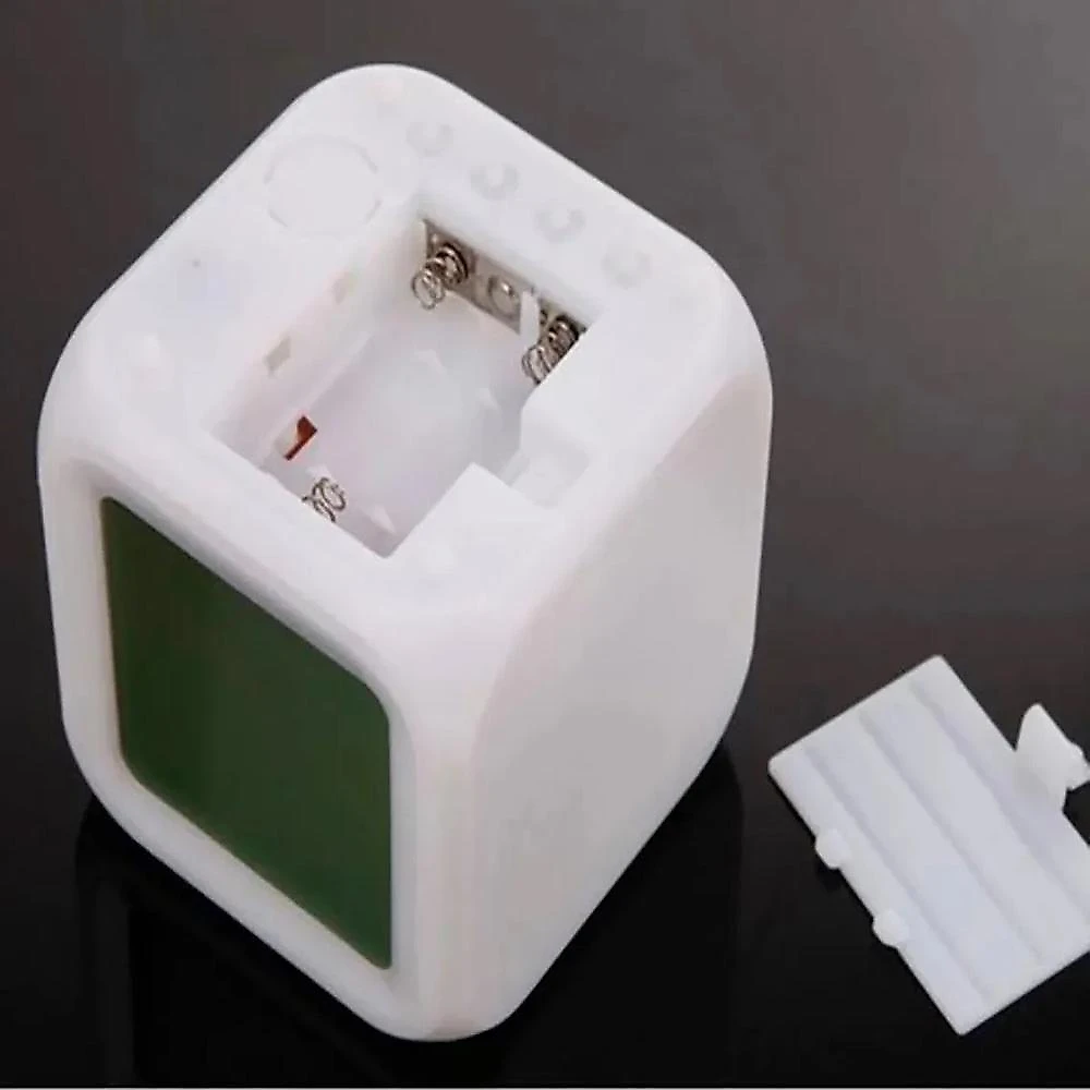 Relogio Digital Despertador Cubo Colorido Luminaria Infantil Led 7 Cores Termometro Calendario Alarme