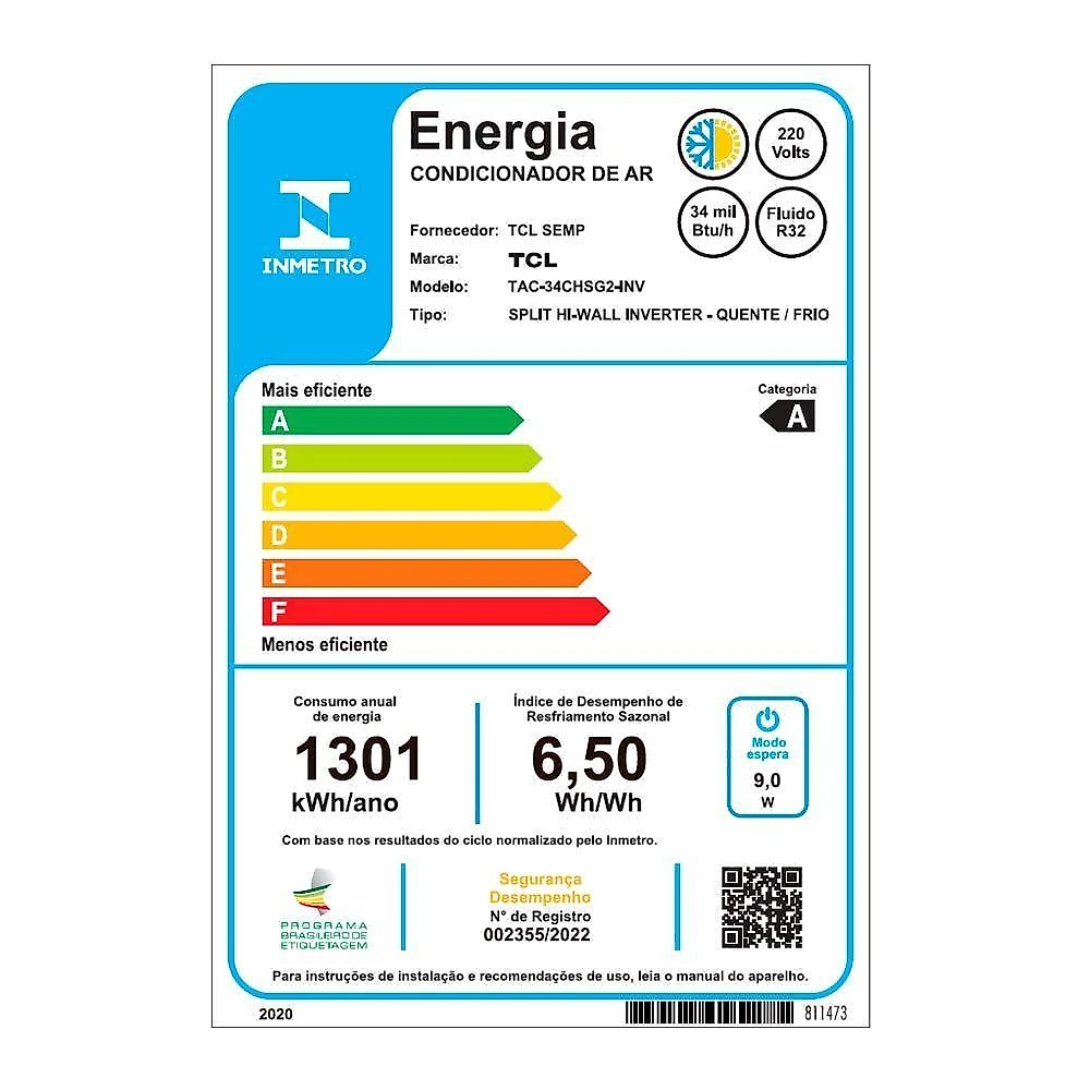 Ar Condicionado Split Hi-Wall TCL Elite G2 Inverter 34.000 BTUs Quente e Frio 220V R-32