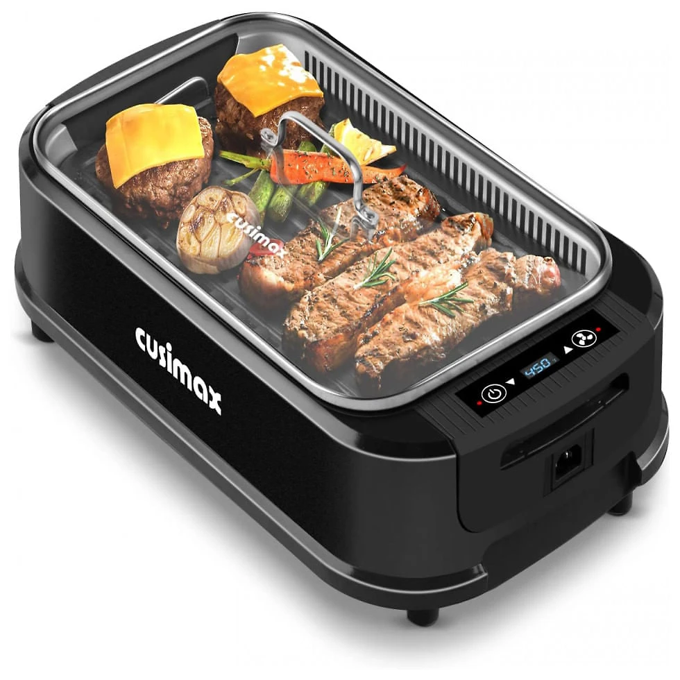 CUSIMAX GR 200 Churrasqueira Elétrica Portátil, com Antiaderente, 1500W, 110V, Preta