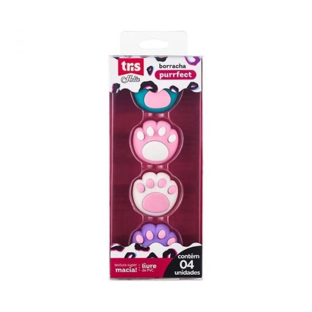 Borracha Tris Holic Coleção Pets em TPR Conjunto com 4 Unidades em Diferentes Cores