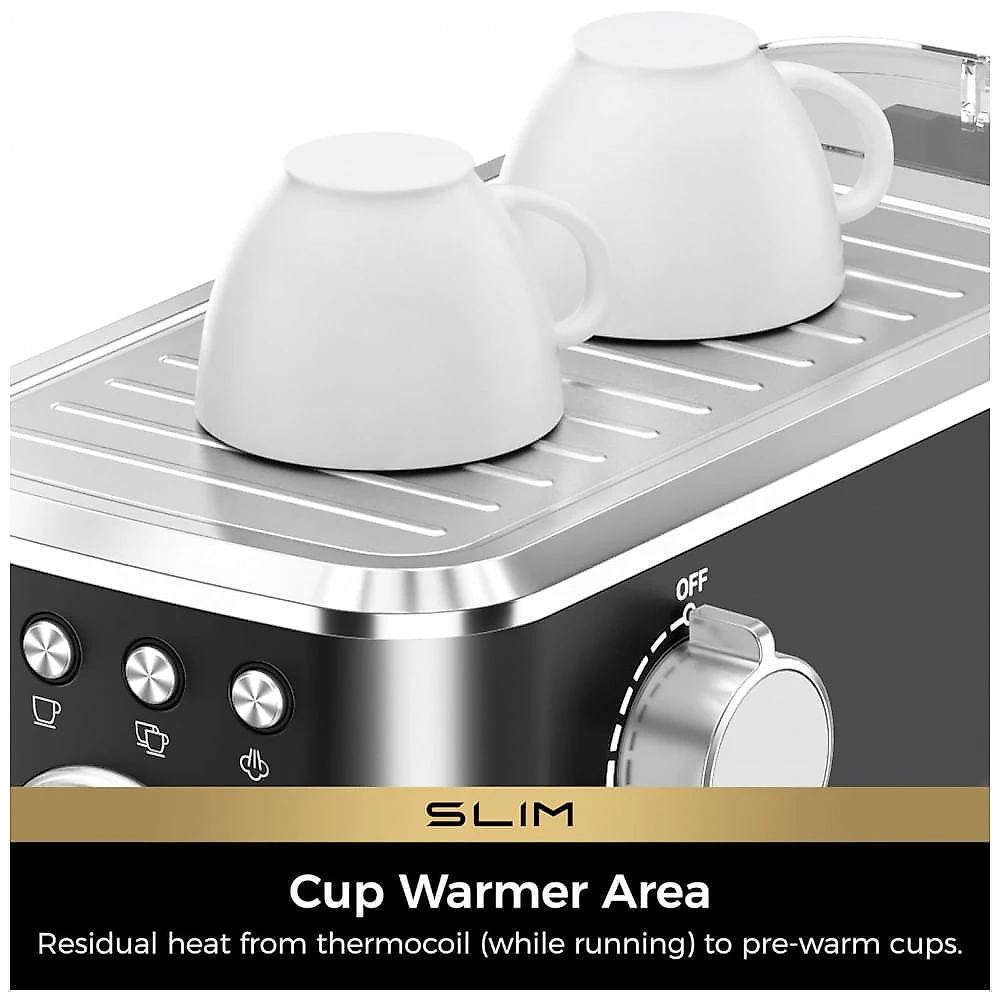 Cafeteira Espresso CHULUX Slim Automática 20 Bar, Vaporizador de Leite, 1,18L, Bomba Italiana, Aço Inox, Aquecimento Rápido, 110V - Preta