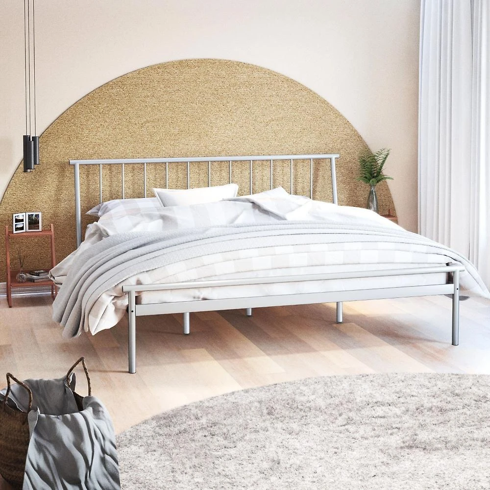Cama King em Aço Begônia CabeCasa MadeiraOriginals