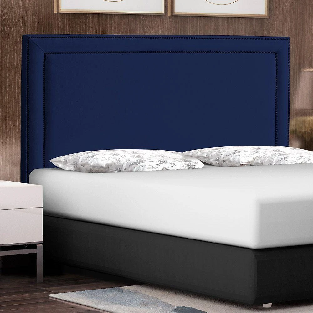 Cabeceira Cama Box Casal Maísa 140cm Com Frame Veludo Azul Escuro - Abmaza