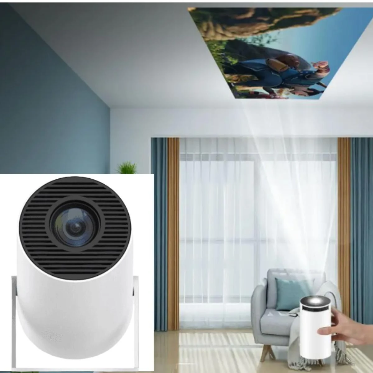 Miniatura Projetor 4K Wi-Fi Portátil Para Espelhamento De Tela