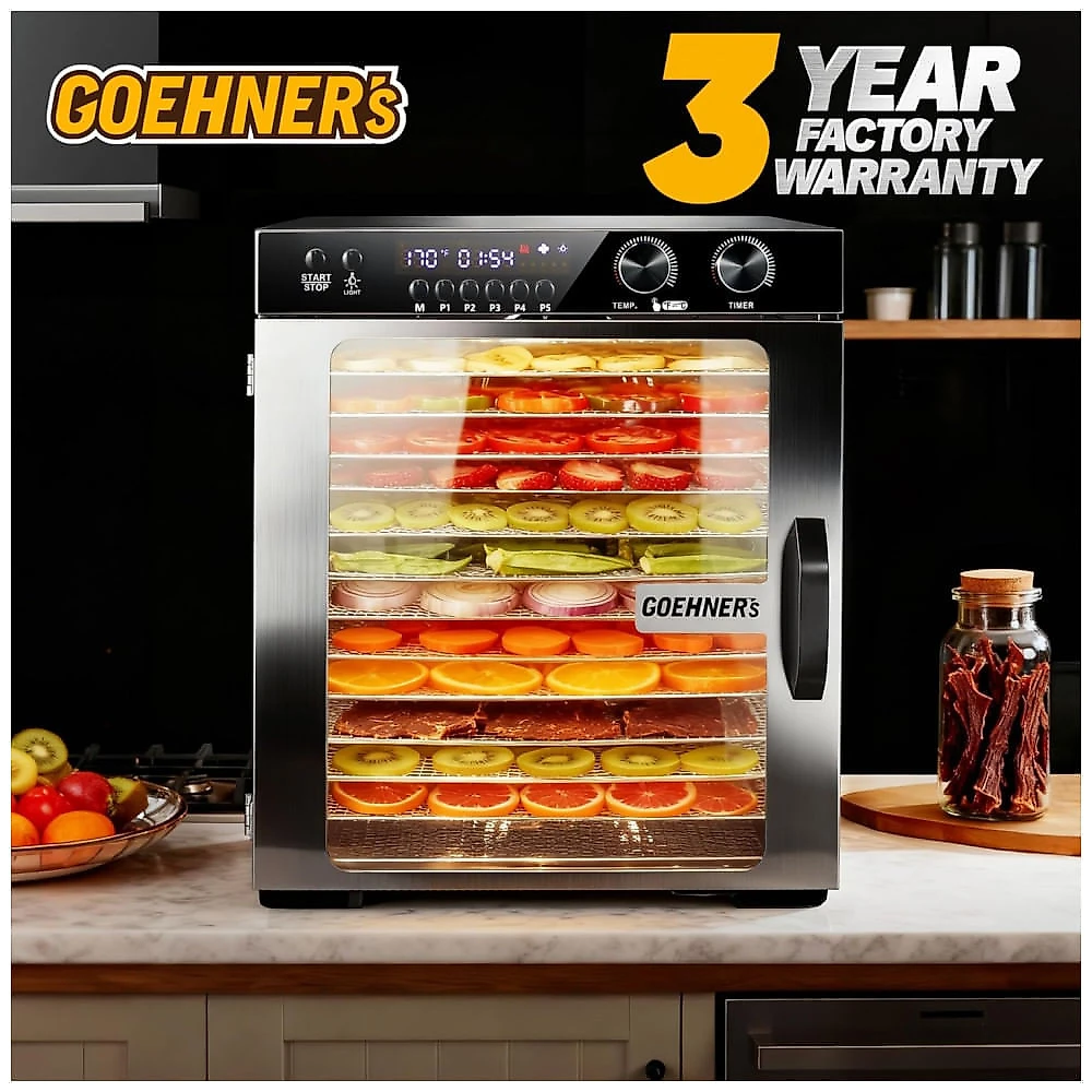 Desidratador de Alimentos Osluken 12 Bandejas Inox 1100W 120V Monitoramento Visual