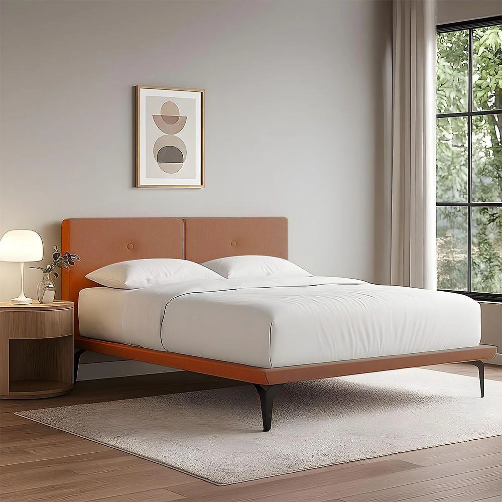 Base Box Cama Japonesa Toquio Queen Com Cabeceira Almofada Linho Telha
