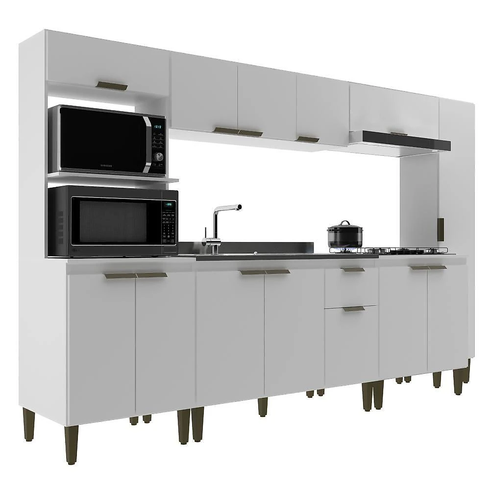 Cozinha Completa Iara 10 Portas 1 Gaveta MDP Branco J Carvalho Móveis webcontinental-7898737191046