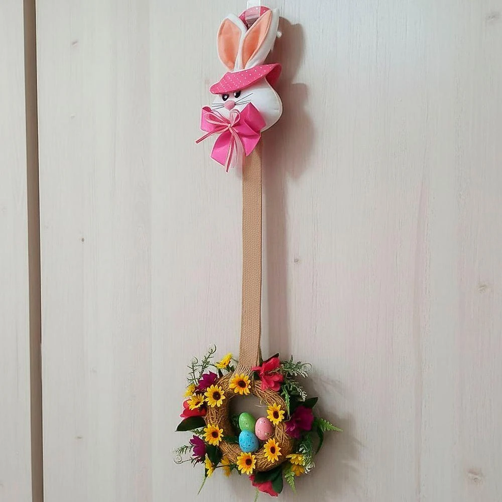 Pendente de Decoração Escapulário Guirlanda Cabeça de Coelho Marrom 70CM