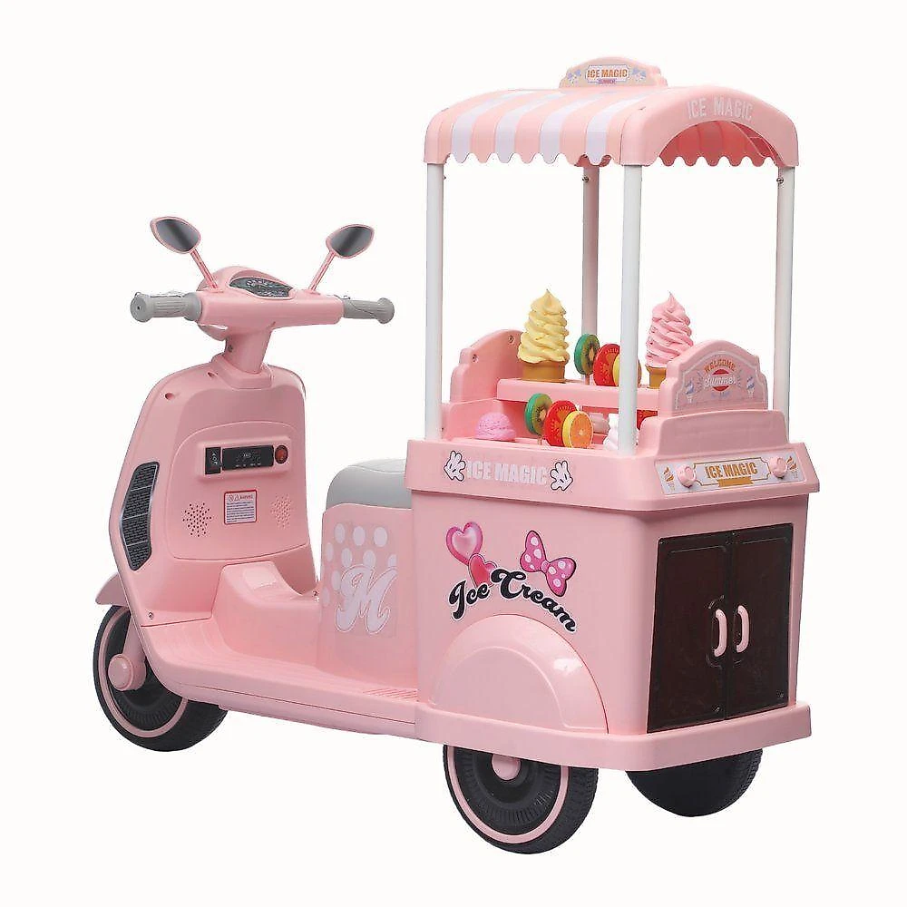 Moto Elétrica Infantil Sorveteria com Som e LED Rosa Unitoys 12V