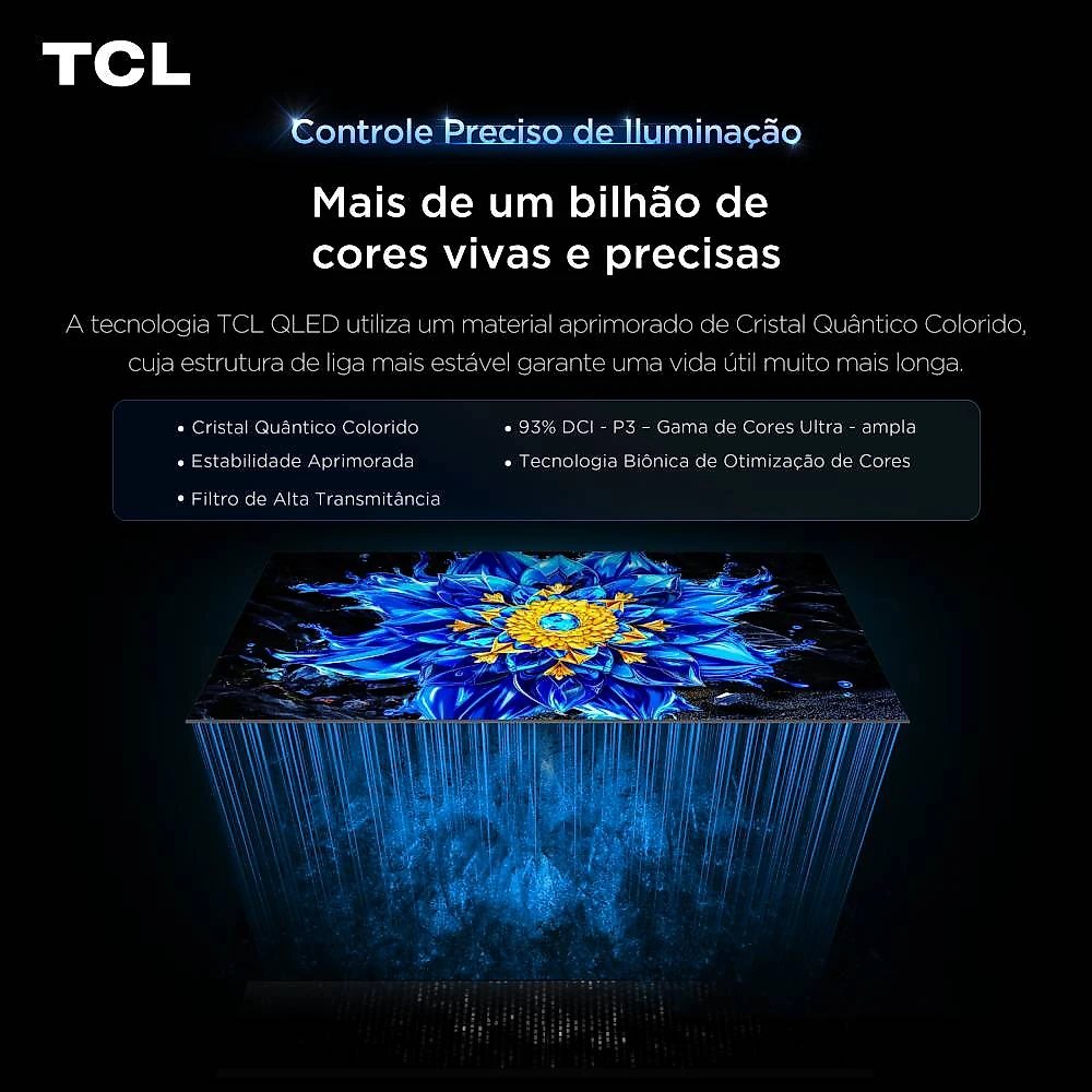 Smart TV TCL 50 Polegadas QLED 4K P7L WiFi Bluetooth Google TV HDR10+ 60 Hz AIPQ 50P7L