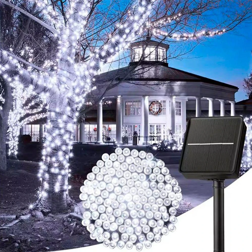 Pisca Cordão Natalino Solar 200 Lâmpadas LED Branco 15 e 92m com 8 Modos de Iluminação