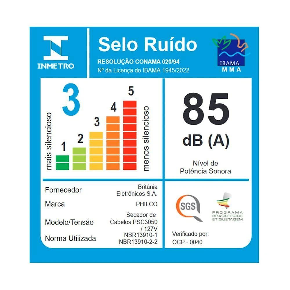 Secador de Cabelo Philco PSC3050 Motor Profissional 2000W 110V