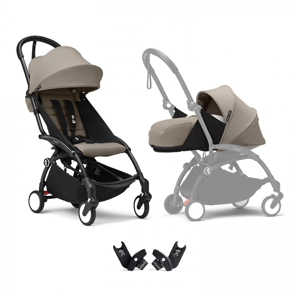 Carrinho de Bebê Stokke YOYO3 Preto/Taupe Dobra Rápida do Recém-Nascido à Criança